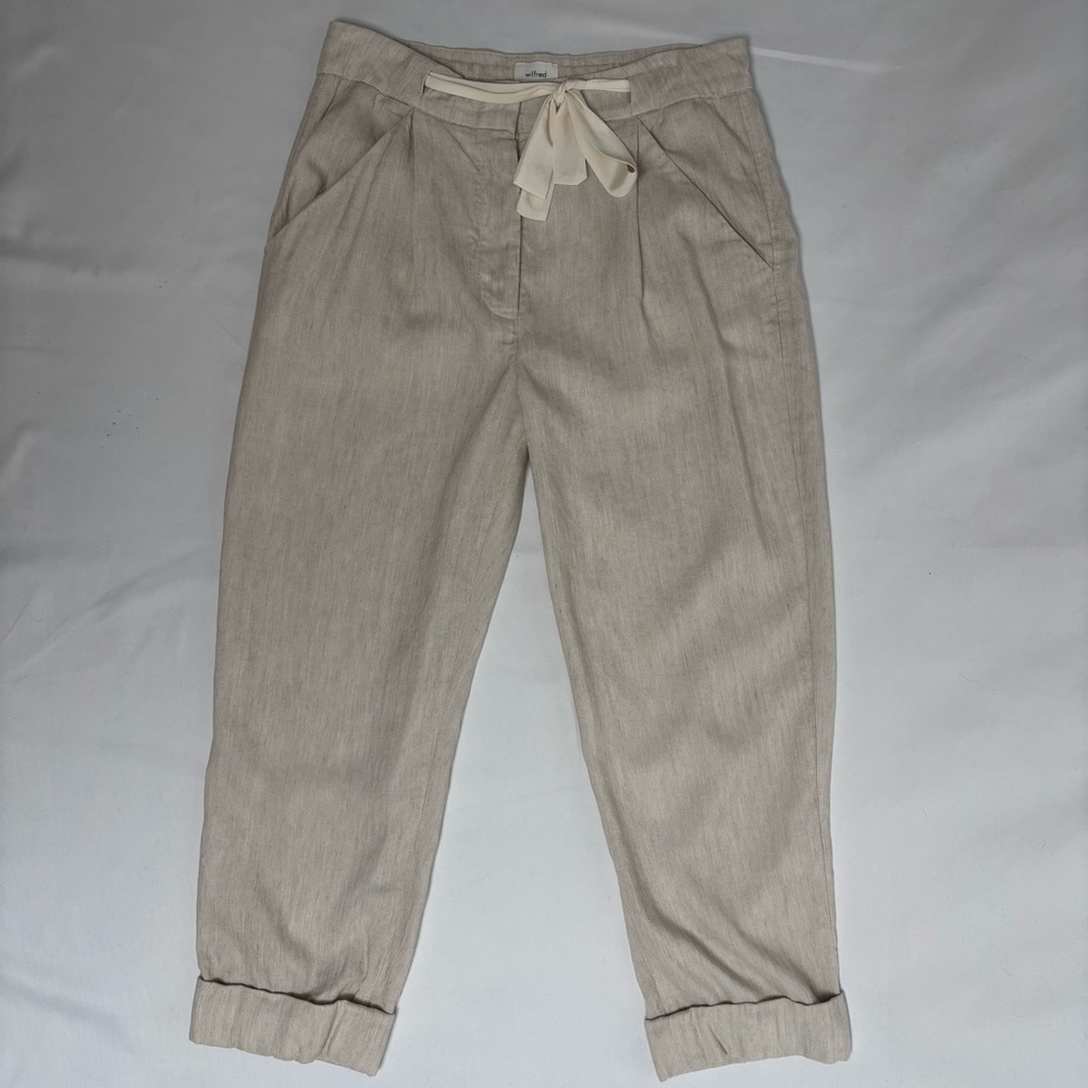 Wilfred Aritzia Trousers Sz 6 Womens Allant Cropped Cuffed Office Pants Oatmeal